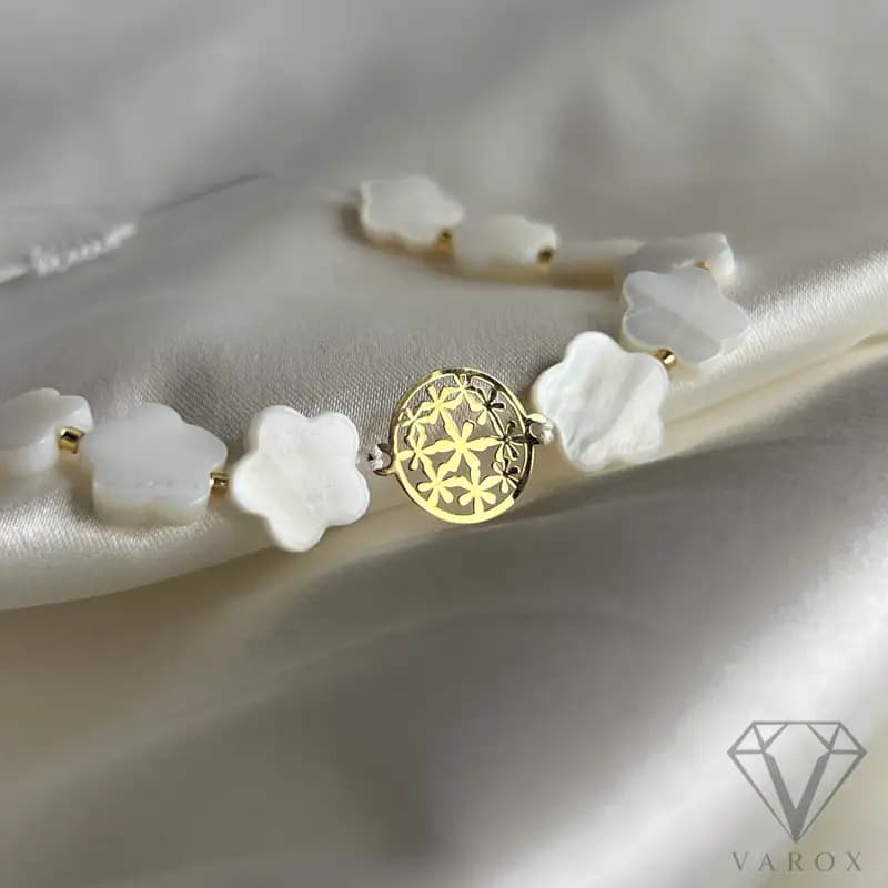 دستبند طلا زنانه سنگی 18 عیار مدل گل ها