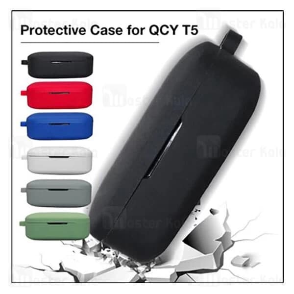 کاور محافظ سیلیکونی هندزفری کیو سی وای Xiaomi QCY T5 Earphone Silicone Case دارای قلاب آویز — تصویر ۳