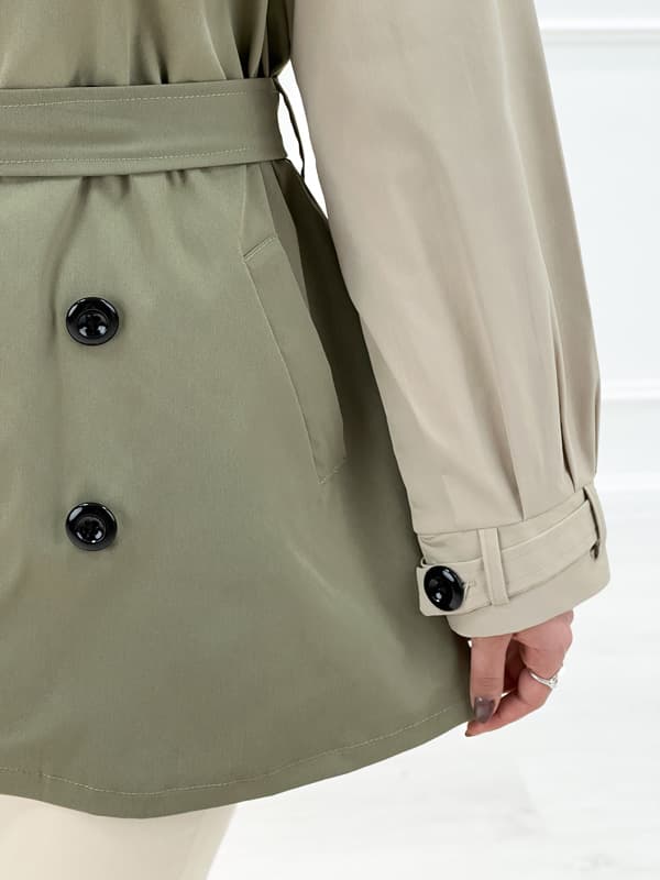 کت بارانی ترکیبی کتان زارا گلوریا سبز — تصویر ۴