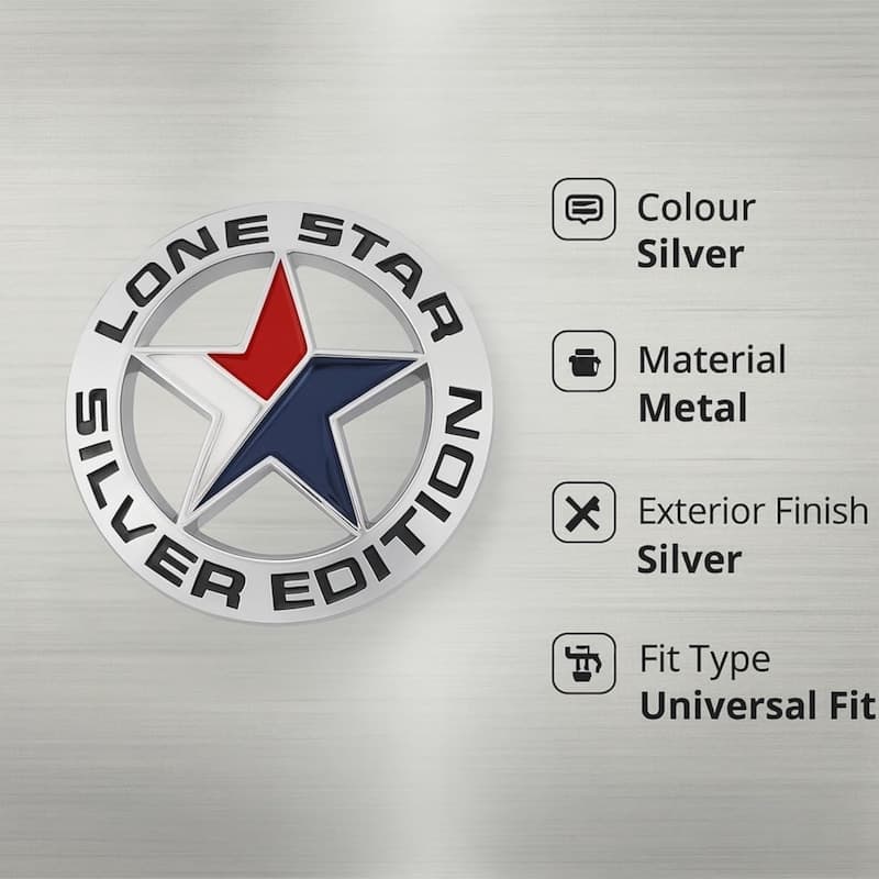 آرم فلزی Lone Star Edition Silver استیل — تصویر ۵