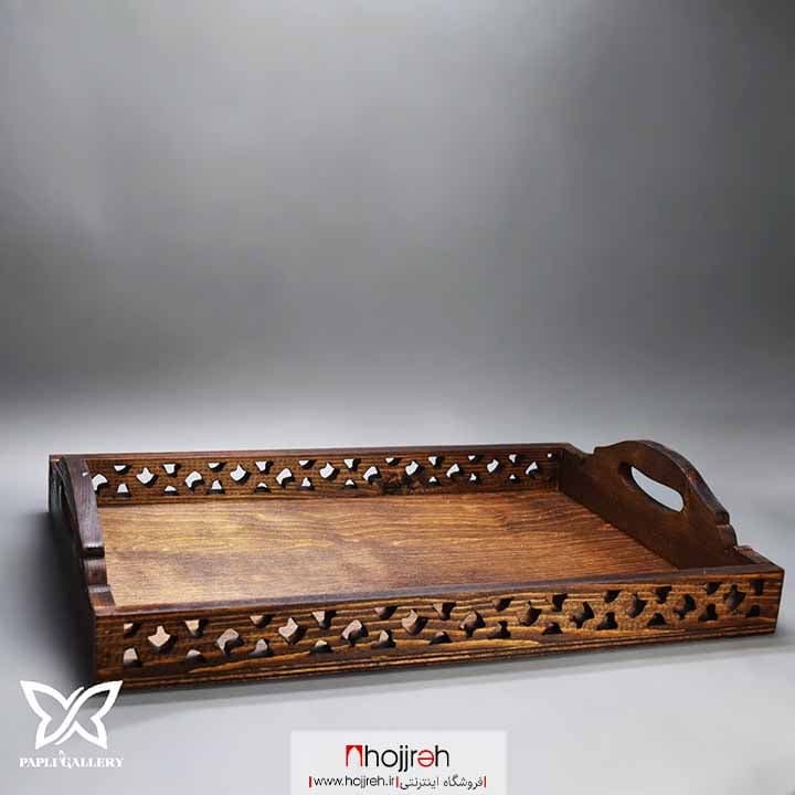 سینی چوبی سنتی بغل مشبک ، دسته دار کد P91