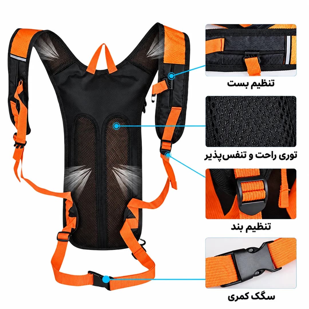 کوله پشتی کمل بگ مدل KTM WHITE ORANGE — تصویر ۵