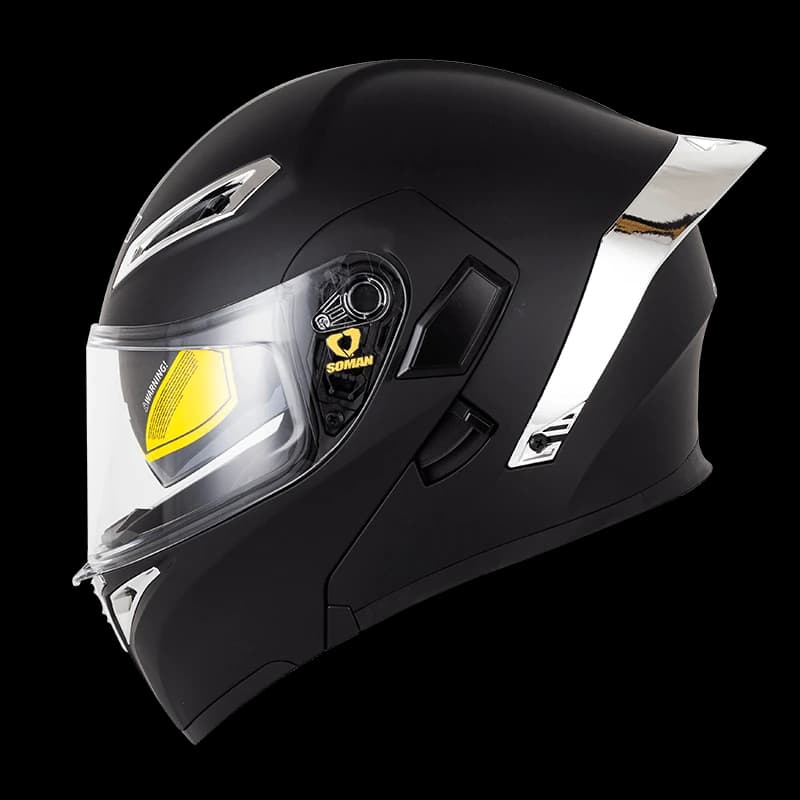کلاه کاسکت فک متحرک سومان مدل 955 SM955-S MATTE BLACK SILVER