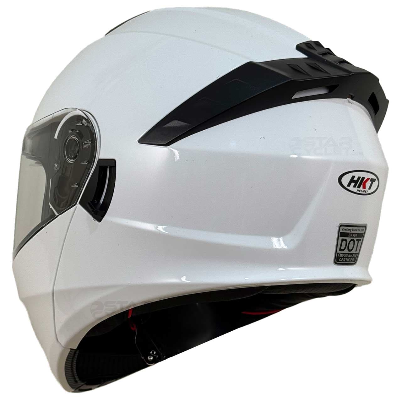 کلاه کاسکت فک متحرک HKT مدل GLOSS-WHITE — تصویر ۳
