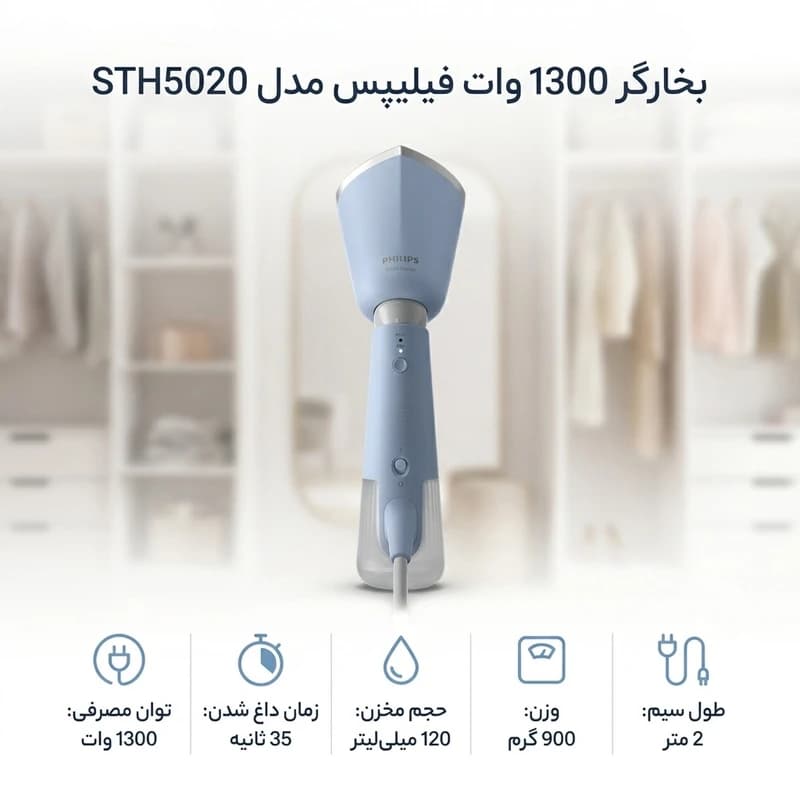 بخارگر 1300 وات فیلیپس مدل STH5020 — تصویر ۲