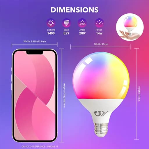 لامپ هوشمند LED جی وای G95 مدل WiFi E27 با قابلیت RGB و کنترل صوتی — تصویر ۲
