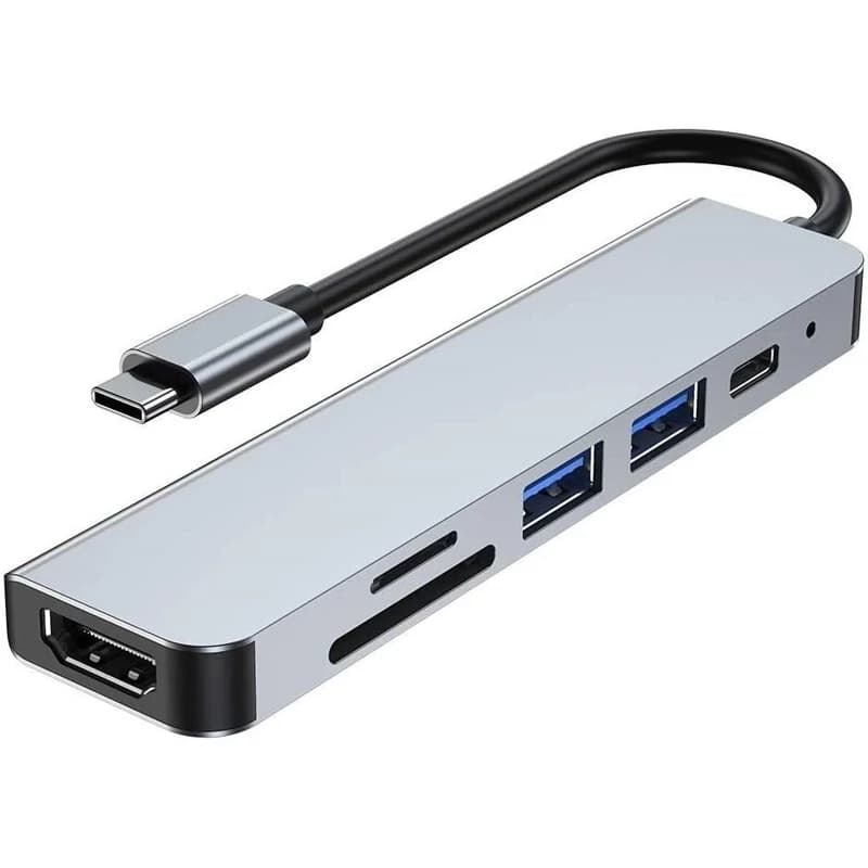 هاب 6 پورت تایپ سی به USB 3.0/HDMI/Type-C/Ram فلزی