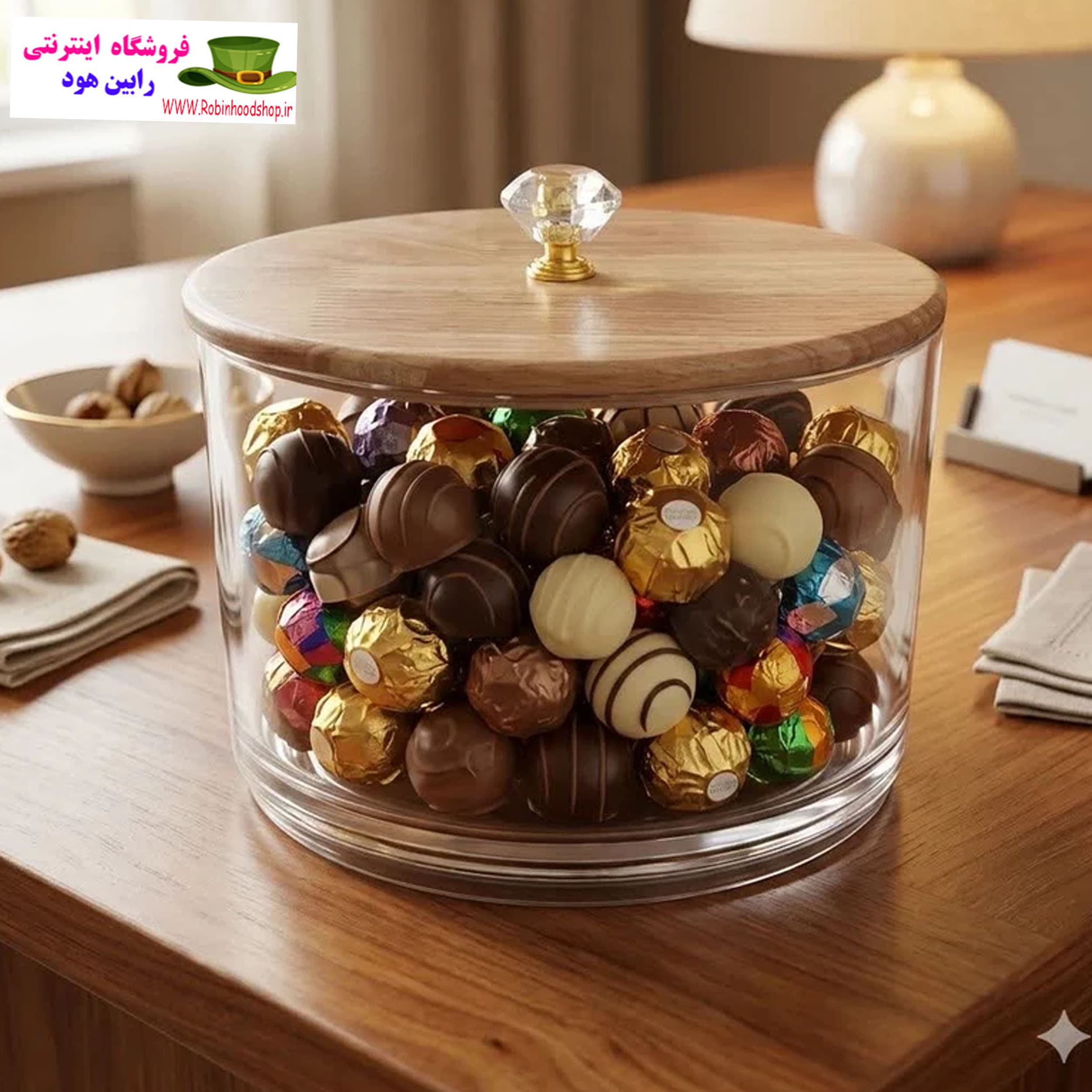 شکلاتخوری هپی لایف مدل بیضی، درب چوبی کد 02