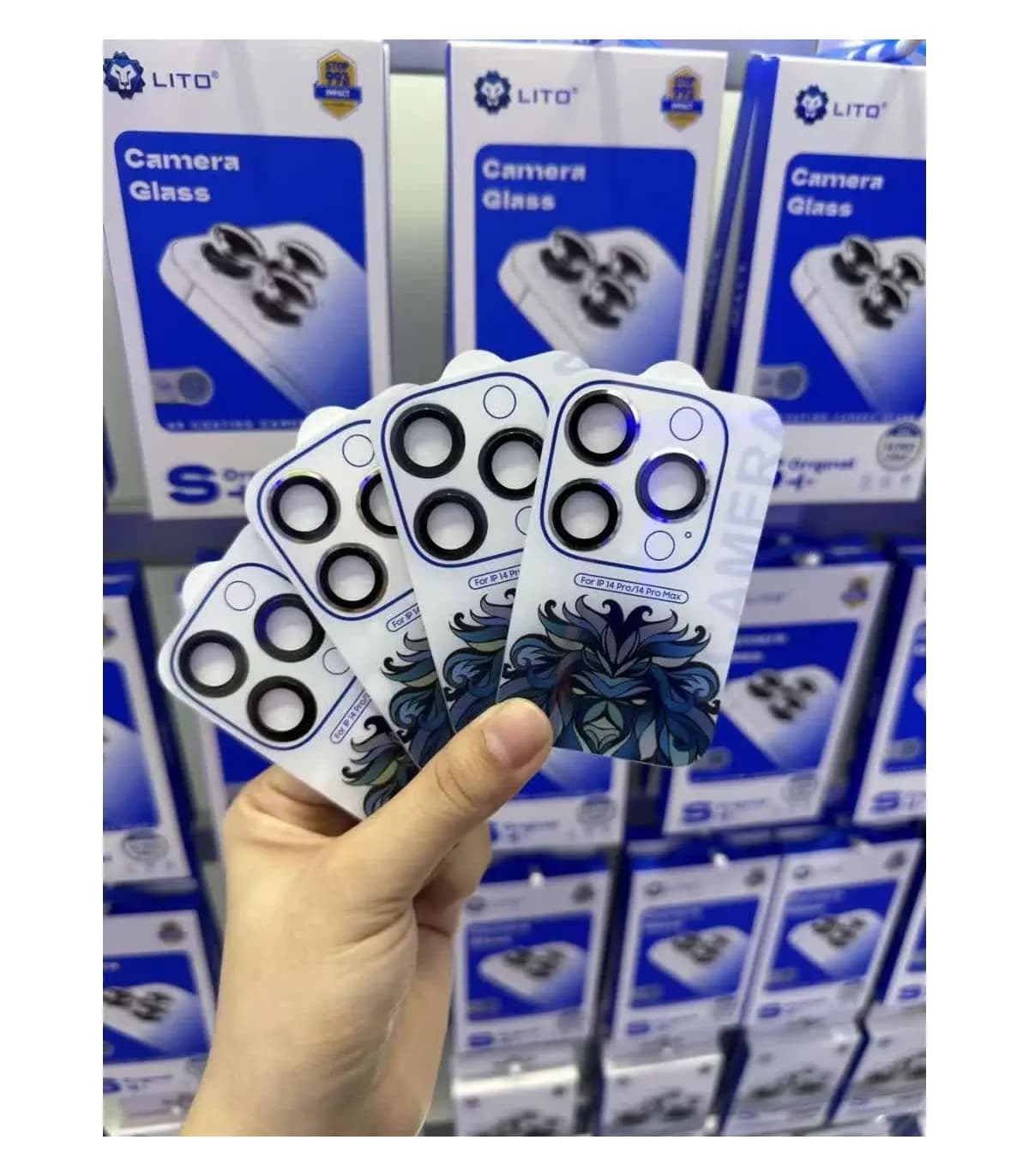 گلس لنز 15PRO/PRO MAX شابلون دار LITO مشکی — تصویر ۲