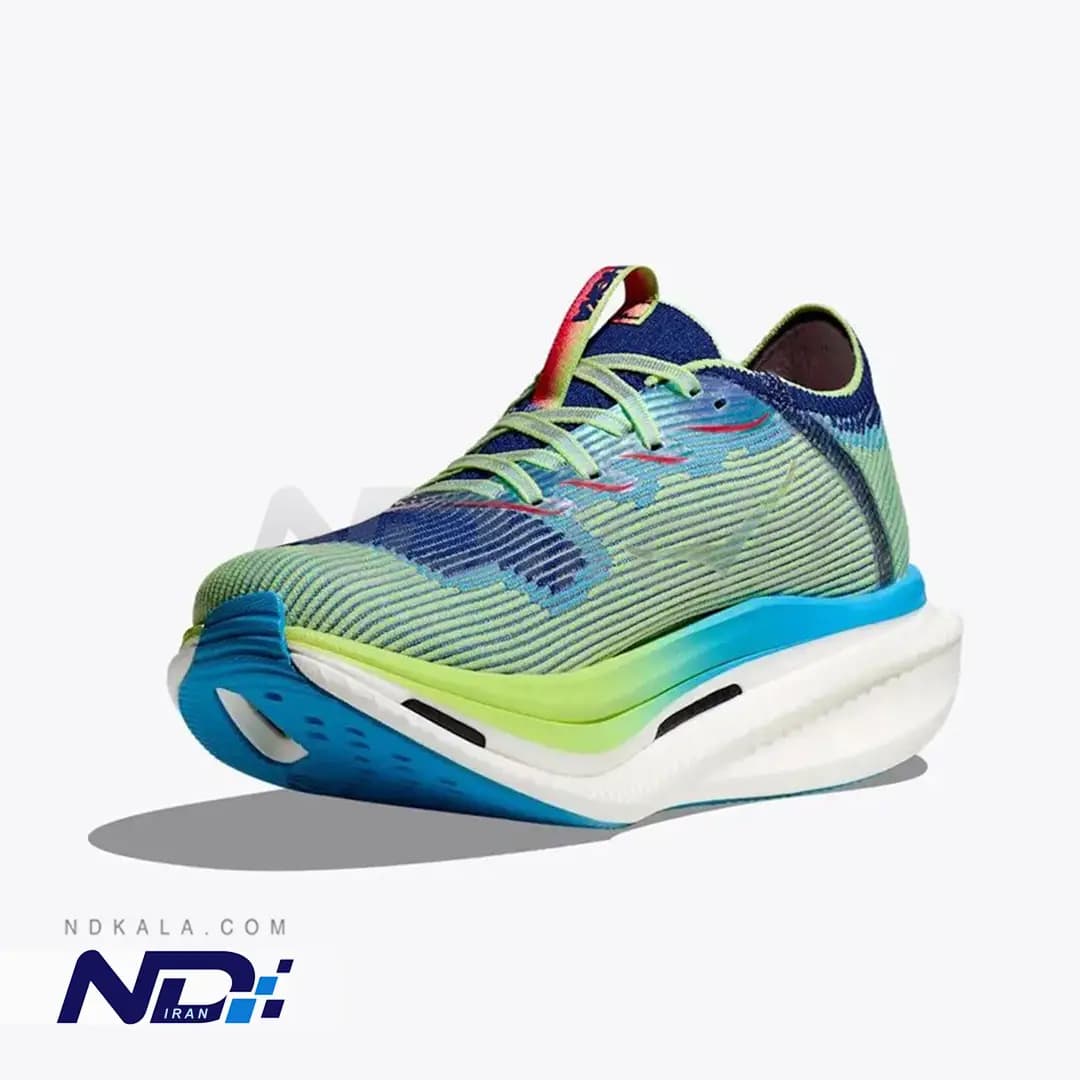 کتونی تخصصی رانینگ هوکا مدل HOKA Cielo X1 مجهز به صفحه کربن و فوم سوپرکریپتیک PEBA با جعبه بارکد دار (رنگ آبی سبز) — تصویر ۴