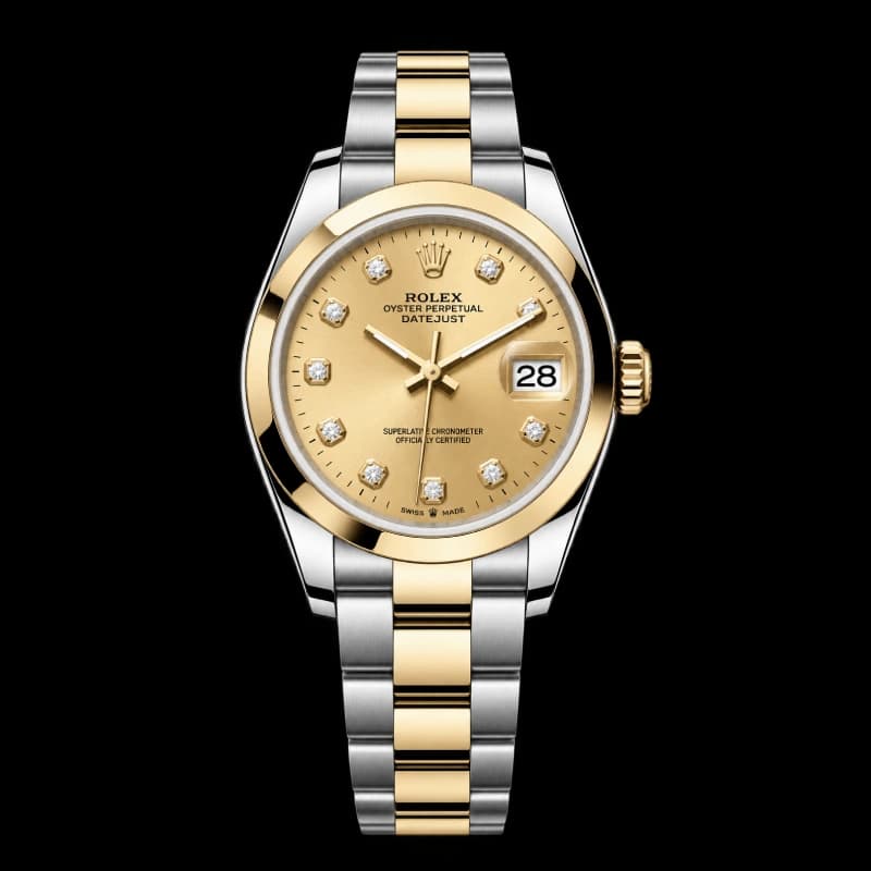 رولکس Datejust 36 شامپاینی نگیندار دو رنگ | رفرنس M126203-0018