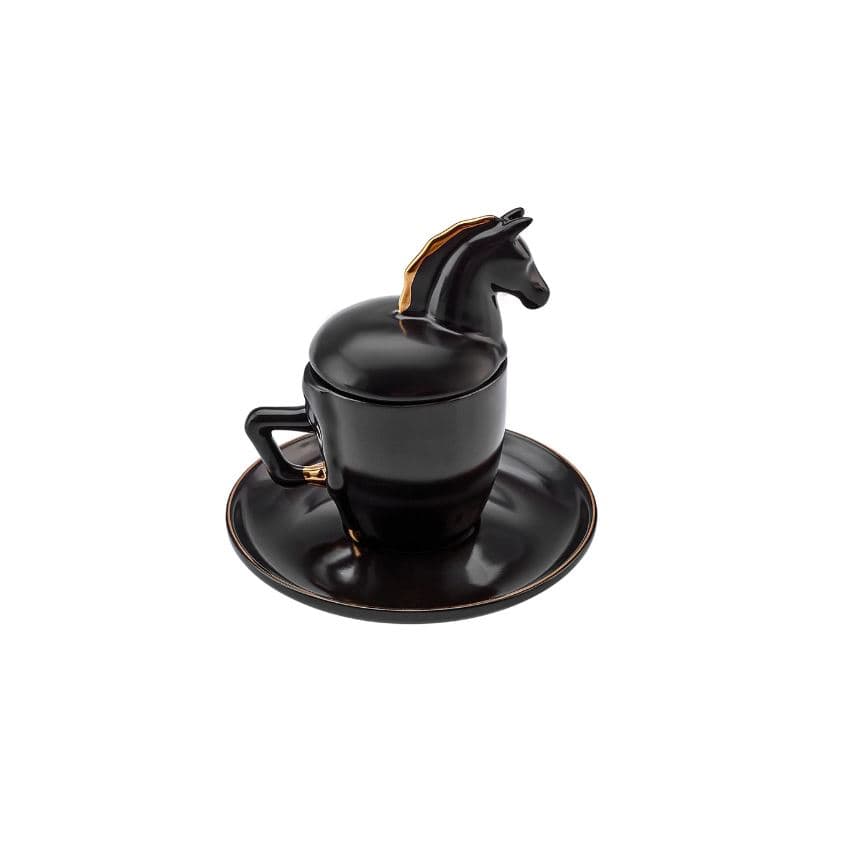 ست قهوه خوری دونفره Karaca Black Horse ( با 8 قیراط طلای خالص) کاراجا — تصویر ۷