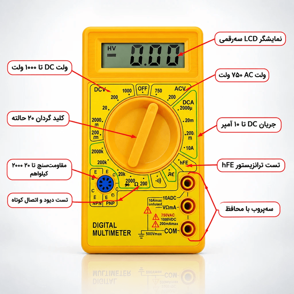 مولتیمتر دیجیتال DT-830B | خرید با قیمت مناسب + مشخصات فنی