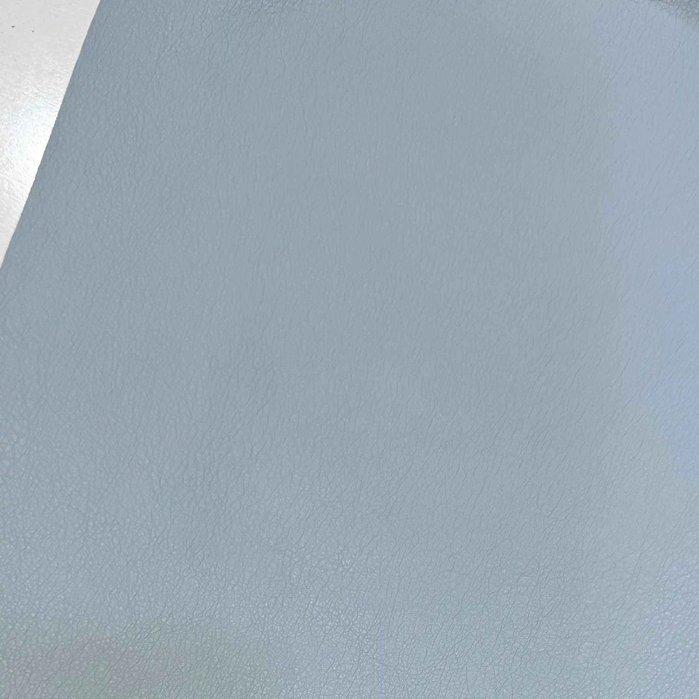 پارچه چرم پشت کتان مات رنگ آبی — تصویر ۲