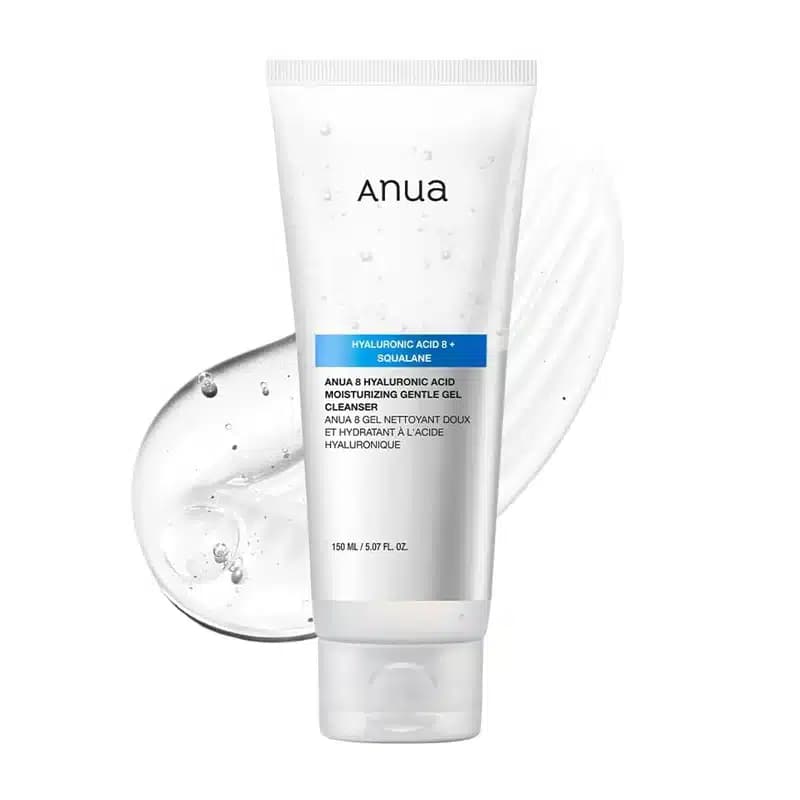 ژل شستشو صورت ملایم آنوا Anua حاوی ۸ نوع هیالورونیک اسید و اسکوالن مدل Hyaluronic Acid Moisturizing Gentle Gel Cleanser (150 میل)