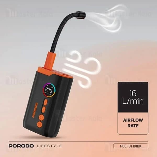 کمپرسور باد پرودو Porodo PD-LFST181 Lifestyle Air Inflator همراه با چراغ قوه — تصویر ۷