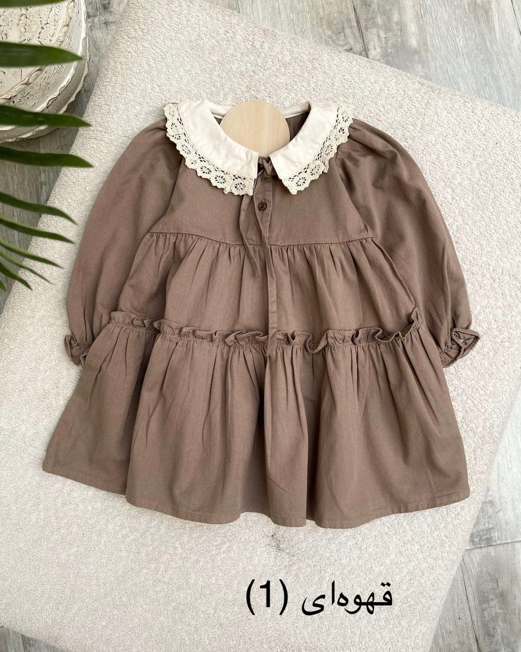 سارافون کتان یقه گیپور چیندار (S_3XL) — تصویر ۲