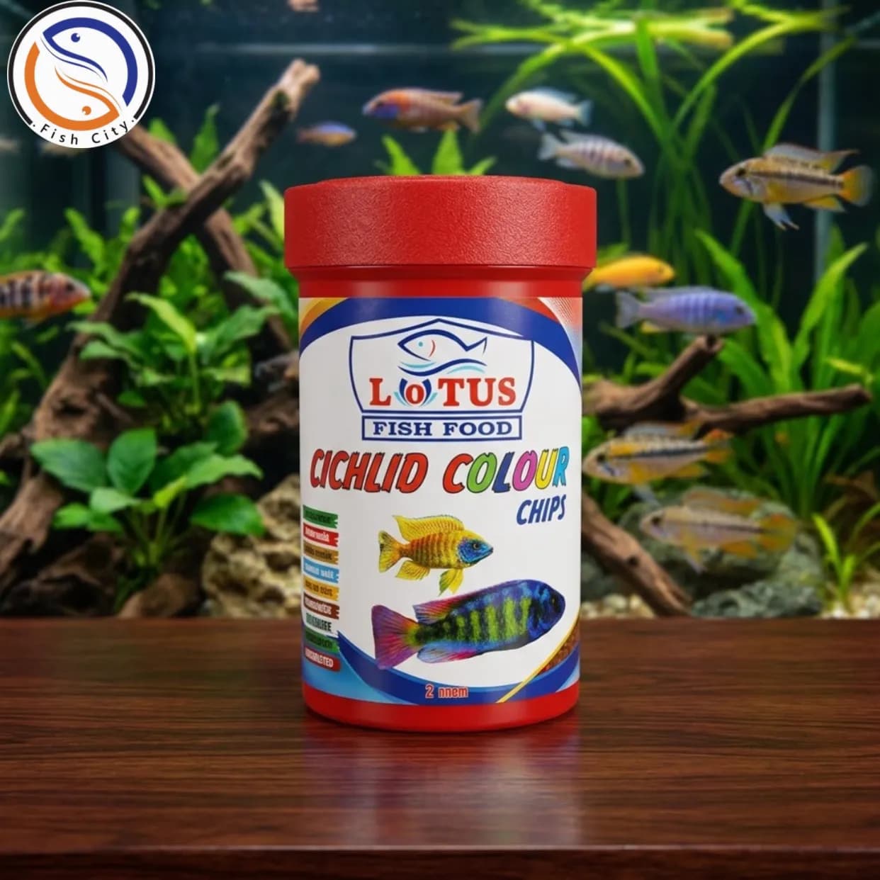 غذا ماهی اکواریوم برند لوتوس مدل Cichlid Colour Chips حجم50گرم