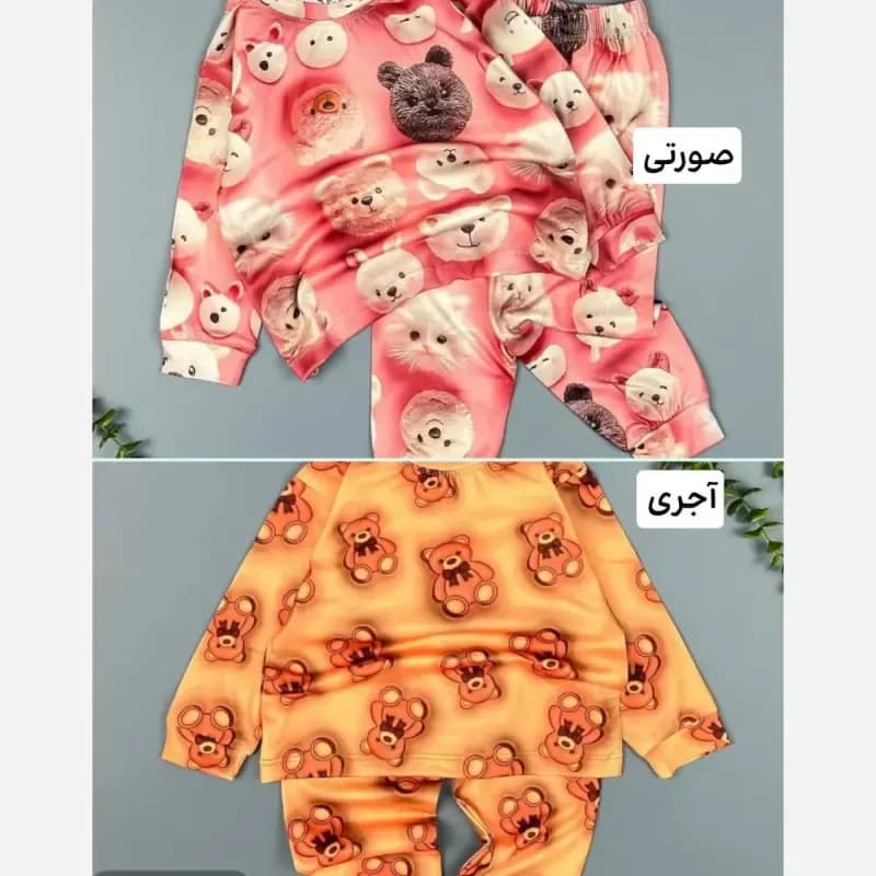 بلوز و شلوار نوزادی پارچه گیاهی خارجی درجه یک رنگ صورتی و آجری سایز 1 تا 4 — تصویر ۲