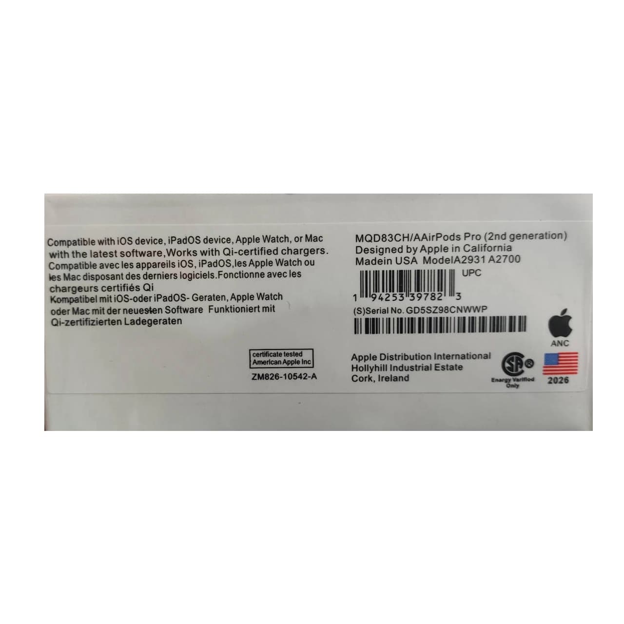 AirPods Pro2 مدل A2931 A2700 MQD83CH – سفید — تصویر ۶