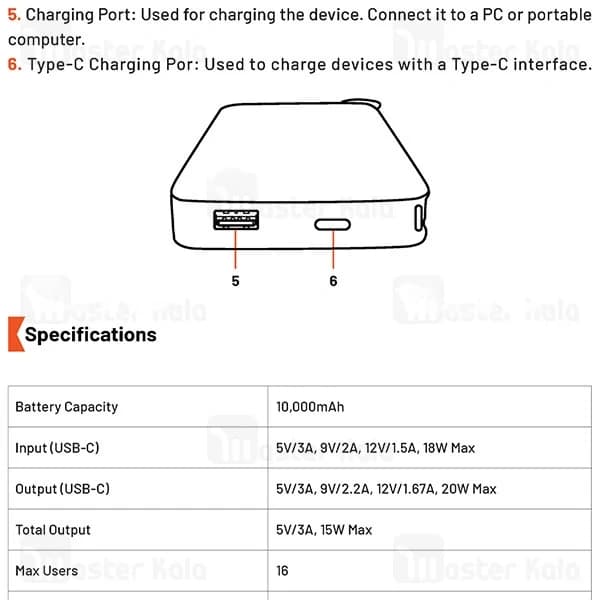 مودم همراه 4G و پاور بانک 10000 پرودو Porodo PDPBFCH087BK — تصویر ۴