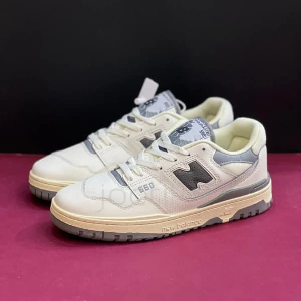 کفش نیوبالانس 550 سفید کرم طوسی 550 New Balance 550 Aime Leon Dore White Grey — تصویر ۴