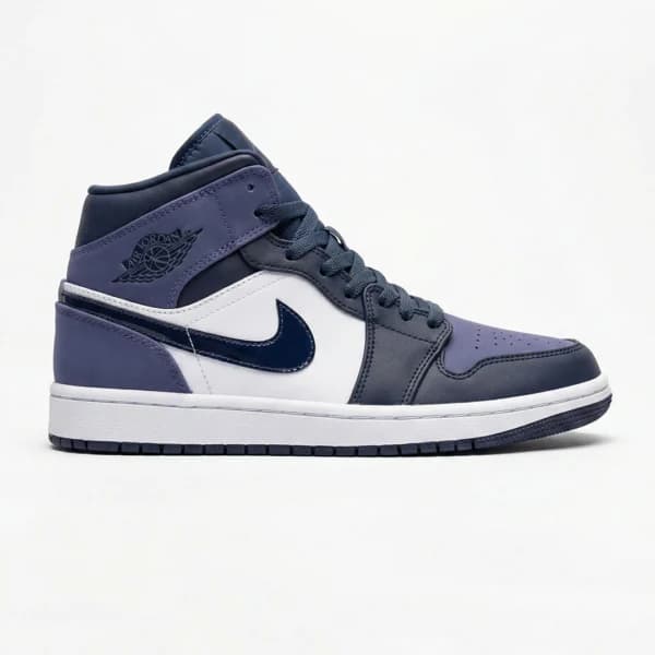 جردن وان سرمهای سفید ساقدار Jordan 1 Mid Obsidian Sanded Purple 554724-445