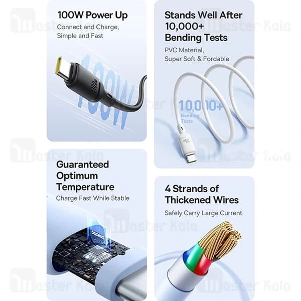 کابل Type-C بیسوس Baseus Silky Series P10377703113-01 طول 2 متر توان 100 وات — تصویر ۵