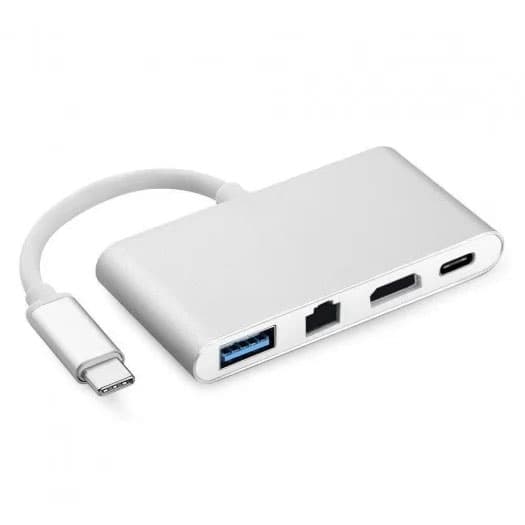 هاب 4 کاره USB-C به Lan/HDMI/USB-C/USB 3.0