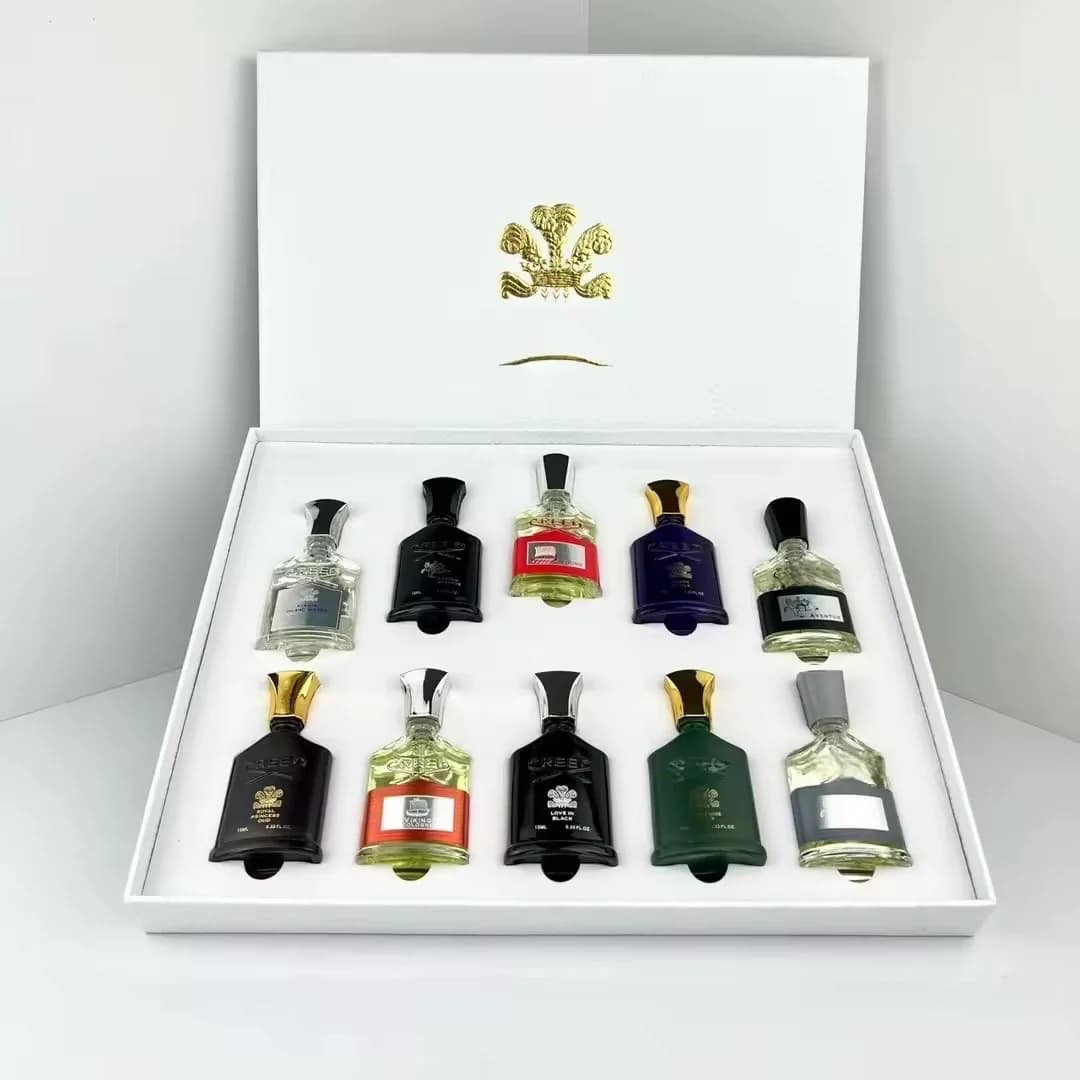 پک هدیه مینی عطر ادکلن کرید اونتوس فرانسه طرح کریسمس Creed Aventus Christmas Gift Set حجم 15 میل – مجموعه 10 عددی