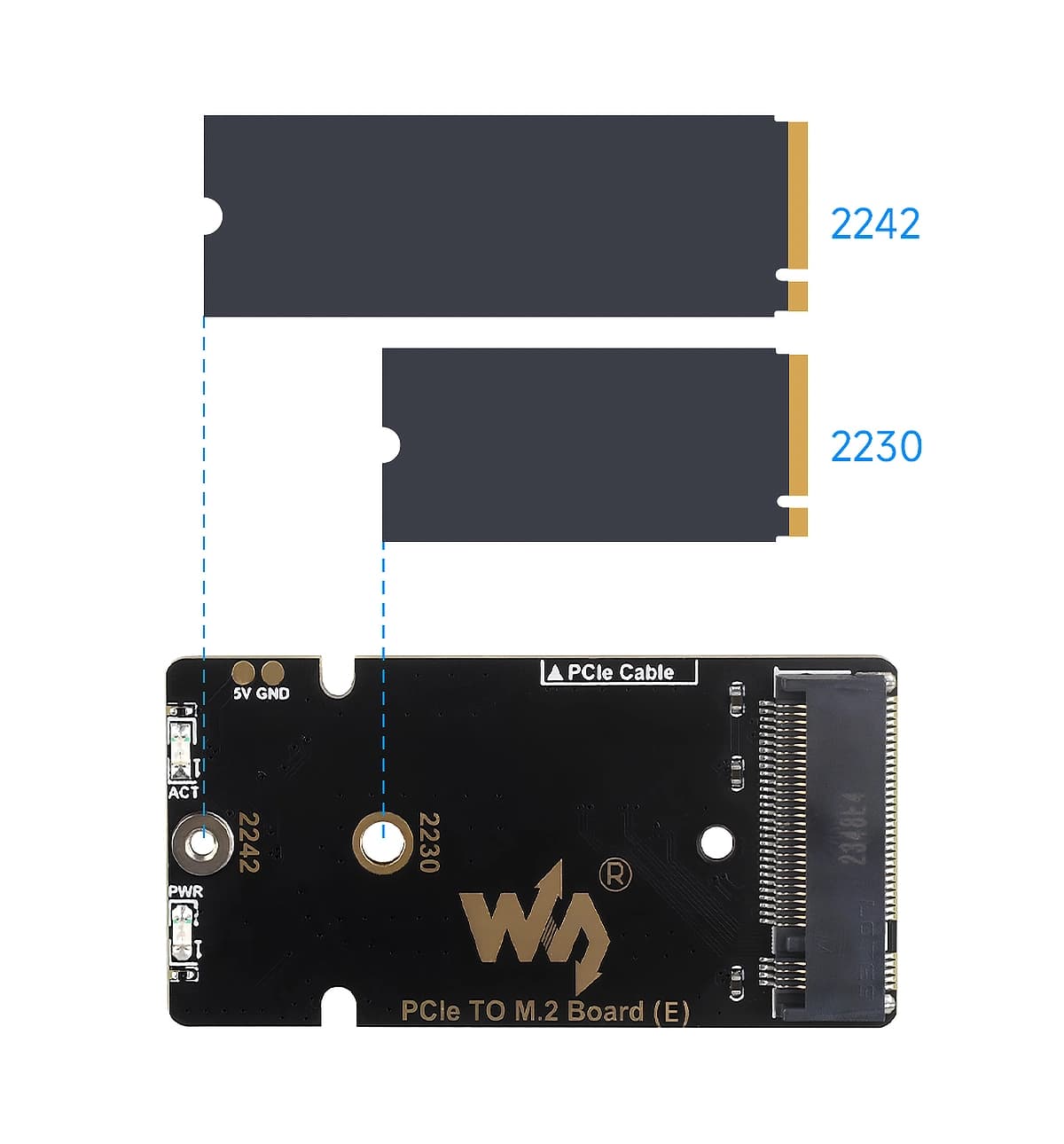 برد آداپتور ویوشیر | WAVESHARE مدل PCIe TO M.2 Board (E) مناسب برای رزبری — تصویر ۷