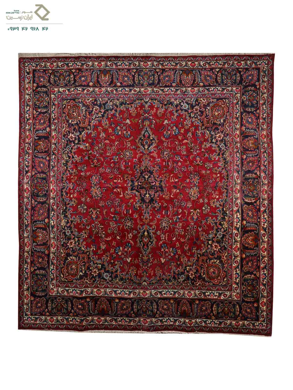 فرش دستبافت وینتیج دوبَر 6 متری ابعاد 245×265 مشهد کد 040415