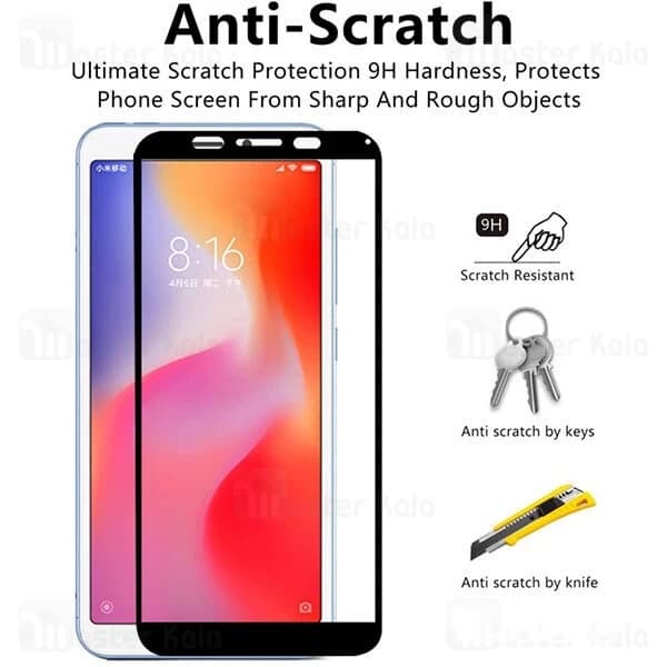 محافظ صفحه شیشه ای تمام صفحه تمام چسب Xiaomi Redmi 6 / Redmi 6A 9D Glass — تصویر ۴