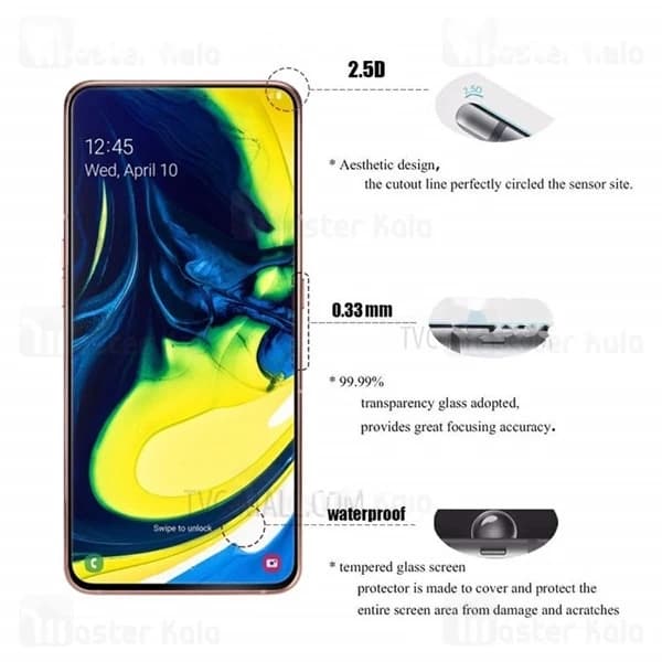 محافظ صفحه شیشه ای تمام صفحه تمام چسب سامسونگ Samsung Galaxy A80 / A90 Glass — تصویر ۴