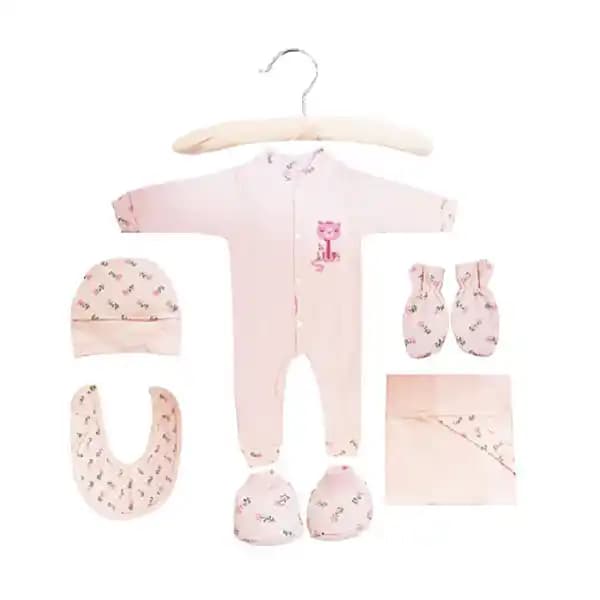 ست بیمارستانی 7 تکه نوزاد طرح گربه صورتی برند مادرکر MOTHERCARE