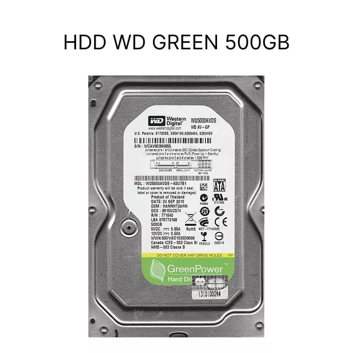 هارد استوک WD Green ظرفیت 500 گیگابایت مدل 3.5 اینچ