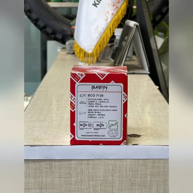 فیلتر روغن باوین BCO 7120 تویوتا کمری ۴ سیلندر، کرولا و یاریس