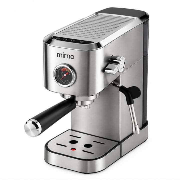 اسپرسوساز نیمهاتوماتیک میرنو مدل MI-5200CM، فشار ۲۰ بار، توان ۱۳۵۰ وات، ظرفیت مخزن آب ۱ لیتر