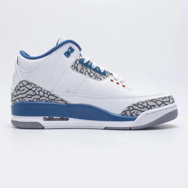 نایک جردن 3 رترو وزردز Jordan 3 Retro Wizards سفید آبی — تصویر ۶