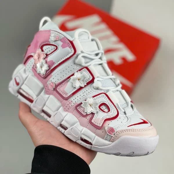 نایک ایر مور آپتمپو Nike Air More Uptempo White Pink Flower — تصویر ۳
