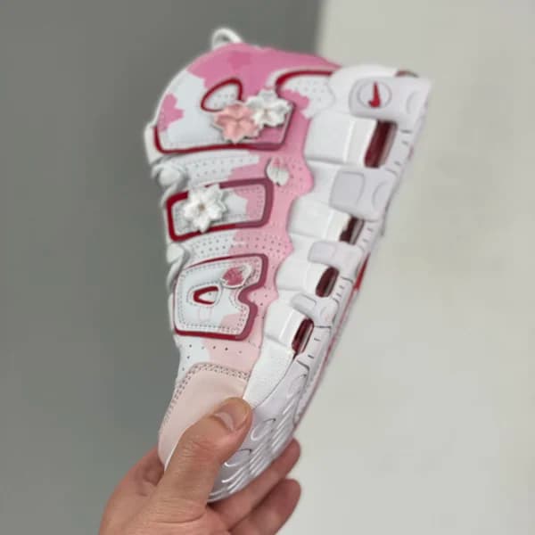 نایک ایر مور آپتمپو Nike Air More Uptempo White Pink Flower — تصویر ۶