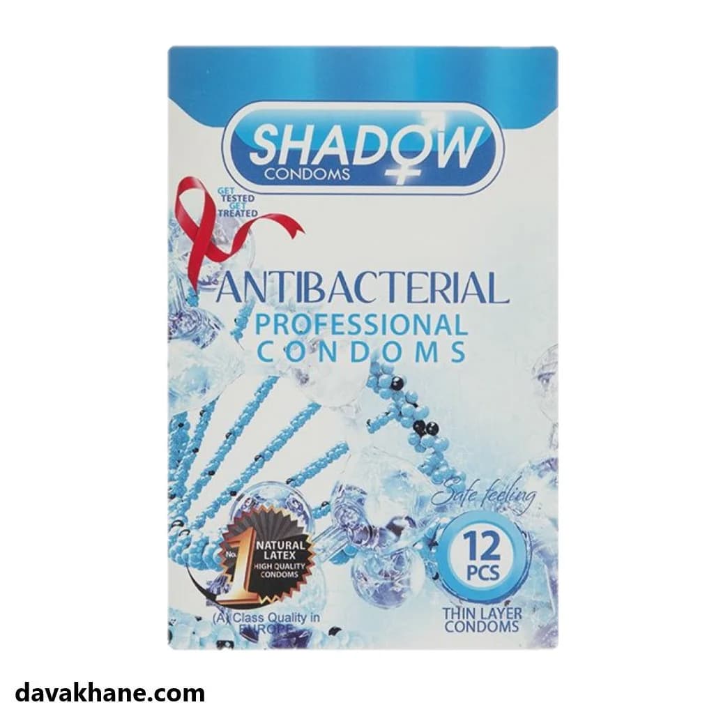 کاندوم ضد قارچ و باکتری ANTIBACTERIAL شادو بسته 12 عددی