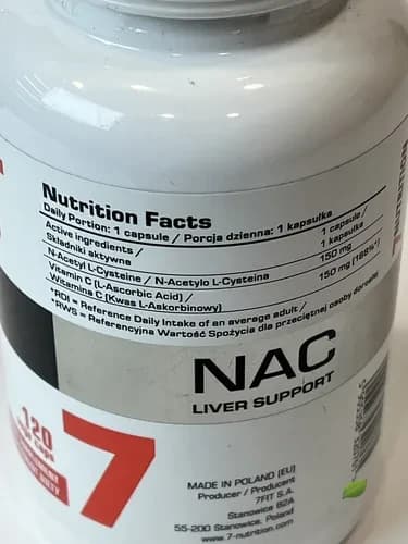 کپسول ان ای سی لیور ساپورت ۷ نوتریشن ۱۲۰ عدد – NAC Liver Support — تصویر ۲