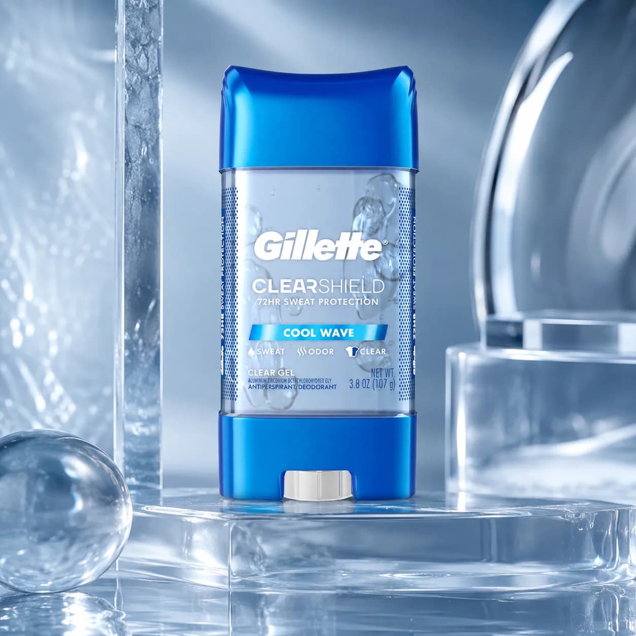 ژل ضدتعریق و دئودورانت مردانه ژیلت با محافظت ۷۲ ساعته وزن ۱۰۷ گرم | Gillette ClearShield Cool Wave - یاز شاپ — تصویر ۴