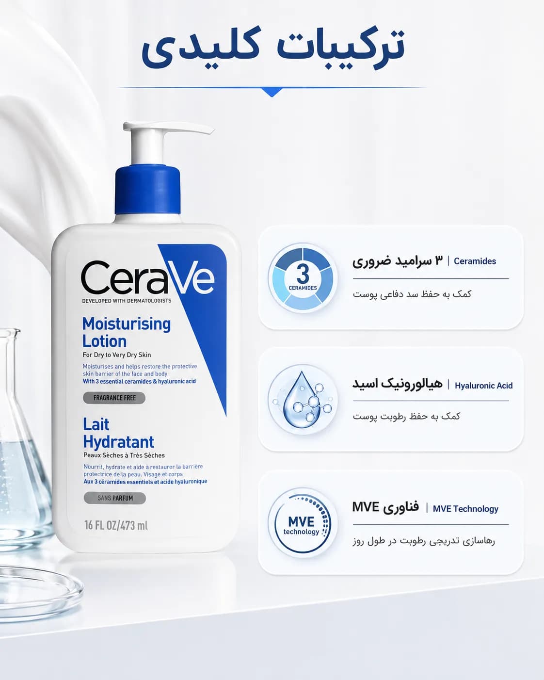 لوسیون مرطوبکننده سراوی برای پوست خشک تا خیلی خشک حجم ۴۷۳ میل | CeraVe Moisturising Lotion — تصویر ۸