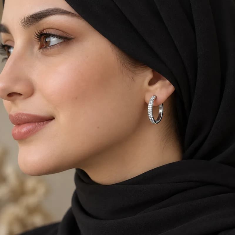 گوشواره حلقهای نگیندار خاص-زیورینو — تصویر ۲