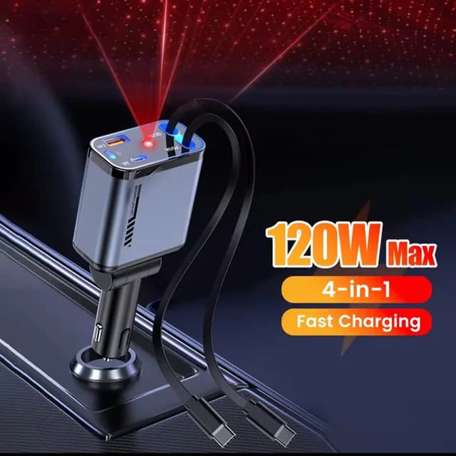 شارژر فندکی کهکشانی 4کاره 120 وات مدل ZL-07 | فست شارژ سریع — تصویر ۶