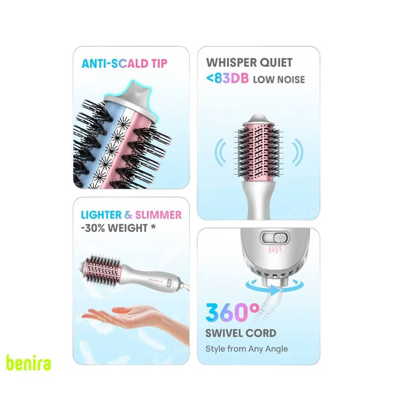 حالتدهنده مو شیگلم مدل SGH-CDBBP-01 با برس دوطرفه ۷۲ میلیمتری، سرعت موتور ۳۳٬۰۰۰ دور در دقیقه و فناوری Cool Shield برای حالت دادن با هوای گرم و سرد — تصویر ۴