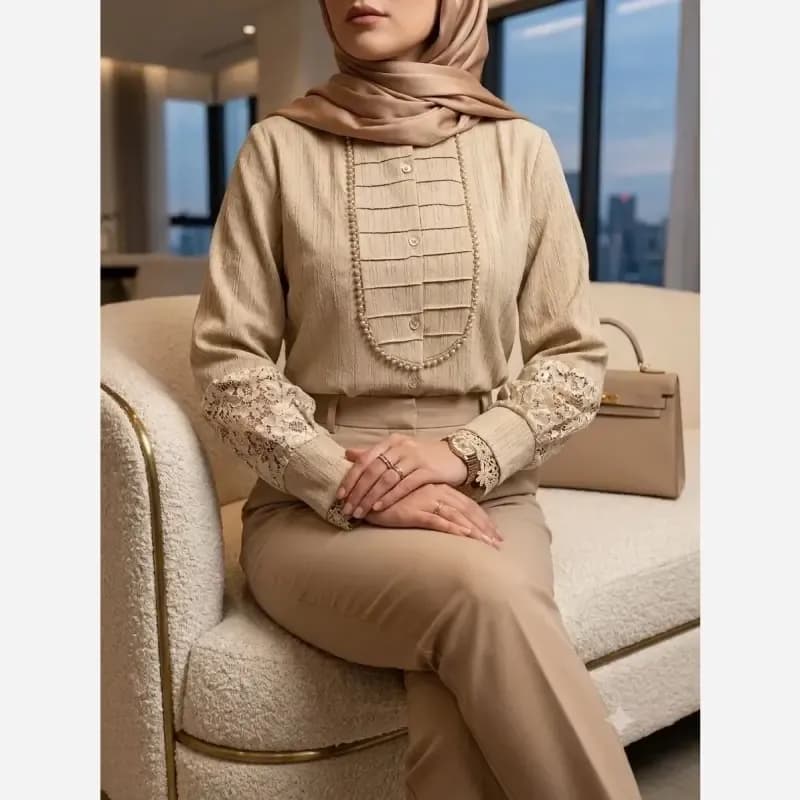 شومیز زنانه مدل آیجان جنس پارچه توکی سایز 36 تا 56 — تصویر ۶