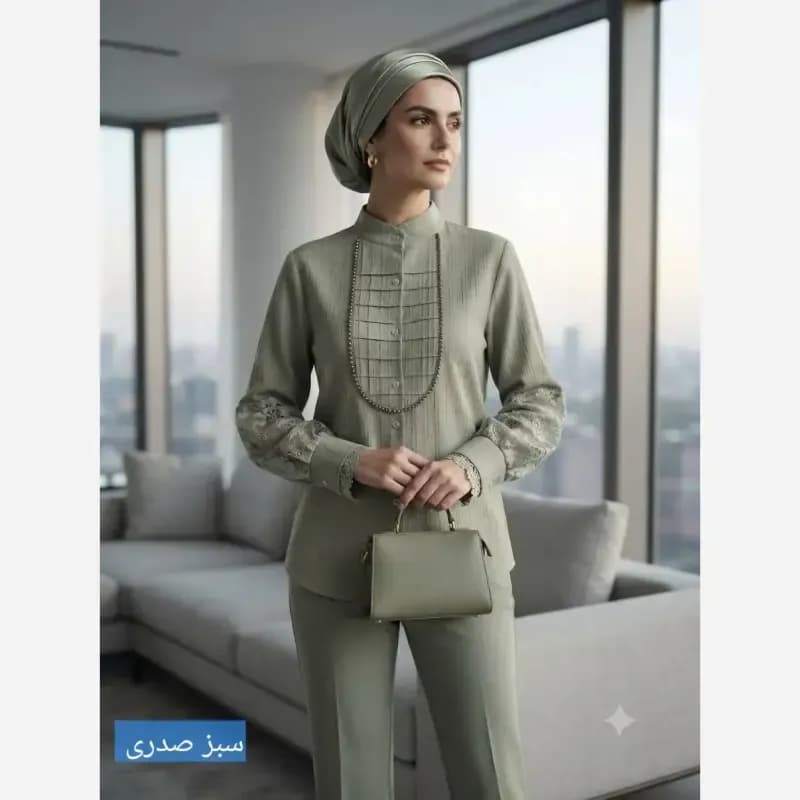 شومیز زنانه مدل آیجان جنس پارچه توکی سایز 36 تا 56 — تصویر ۵